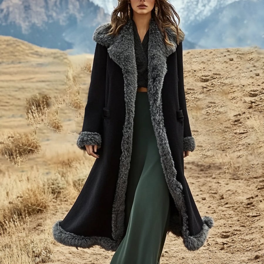 

Women's Vintage Wool Fleece Full Length Shearling Jacket Afghan Coat