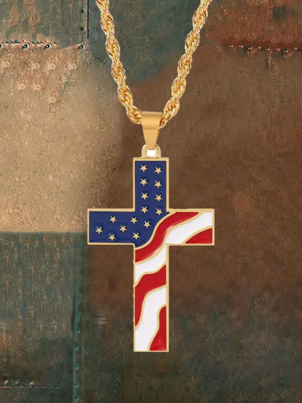 American Flag Cross Necklace - Pragmaace.com 