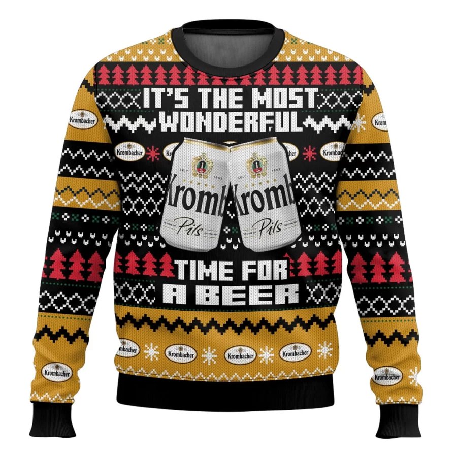 

Unisex Beer Print Crew Neck Ugly Krombacher Christmas Sweatshirt