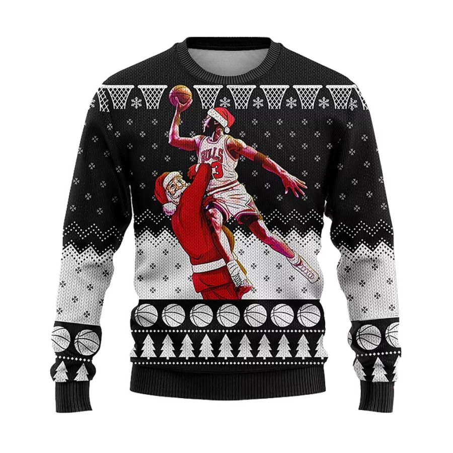 

Unisex Vintage Basketball Santa Print Crew Neck Ugly Christmas Sweatshirt