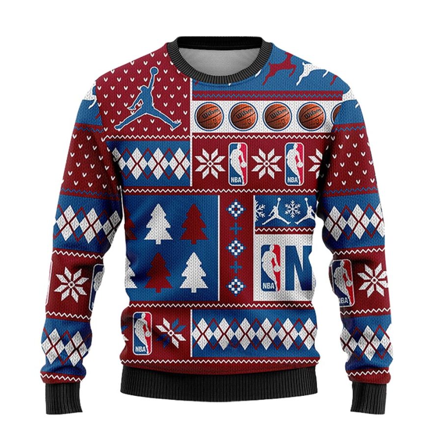 

Unisex Vintage Basketball Print Crew Neck Ugly Christmas Sweatshirt