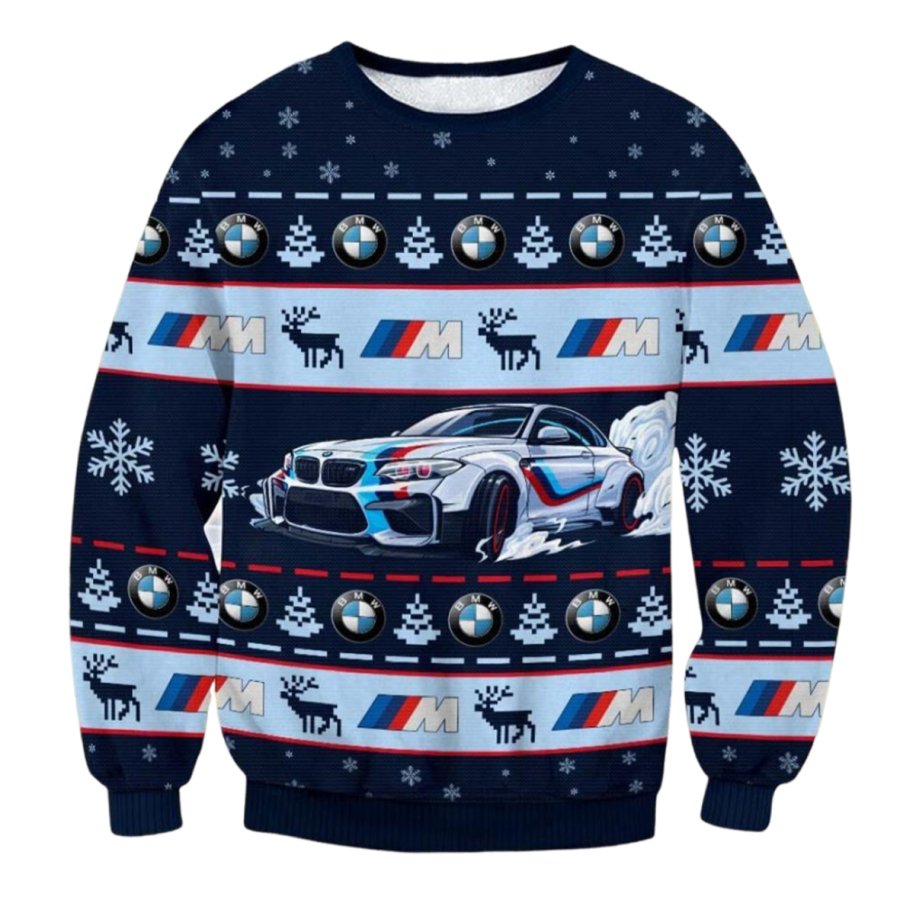 

Unisex Car Print Crew Neck Ugly Christmas Sweatshirt