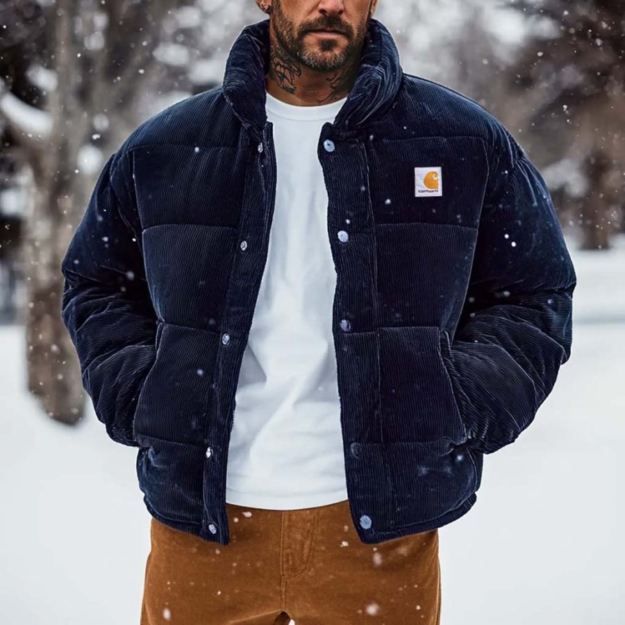 

Men's Vintage Quilted Corduroy Puffer Outdoor Jacket