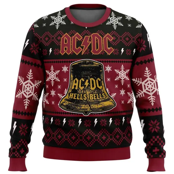 Unisex Rock Band Print Crew Neck Ugly Christmas Sweatshirt - Ootdyouth.com 