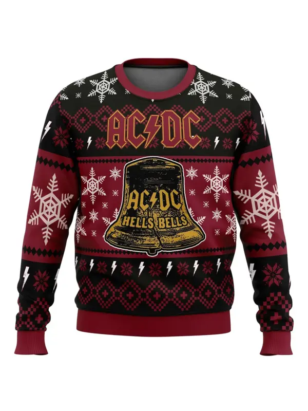 Unisex Rock Band Print Crew Neck Ugly Christmas Sweatshirt - Anrider.com 