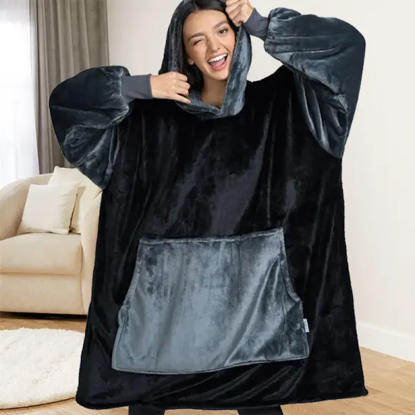 Oversized Wearable Hoodie Blanket Blanket Black - Cotosen.com 