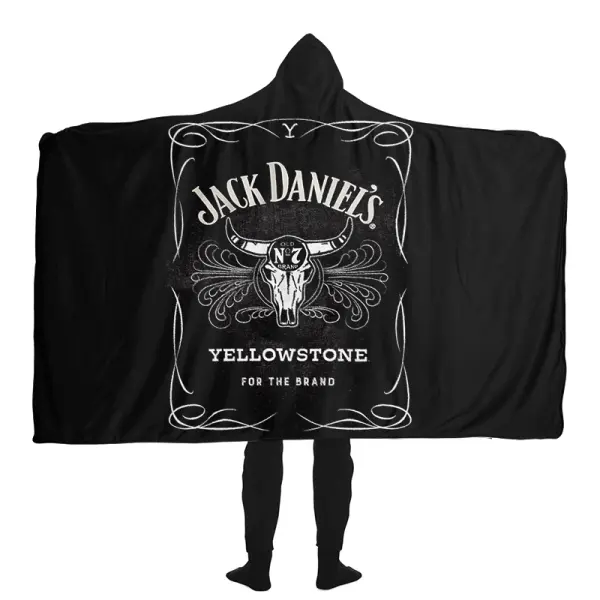 Bullhorn Whiskey Printed Hooded Blanket For Christmas Home Outdoor - Wayrates.com 