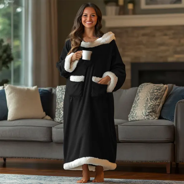 Wearable Fleece Hoodie Blanket Blanket Black - Cotosen.com 