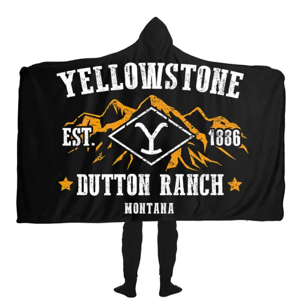 Yellowstone Dutton Ranch Printed Hooded Blanket For Christmas Outdoor - Cotosen.com 