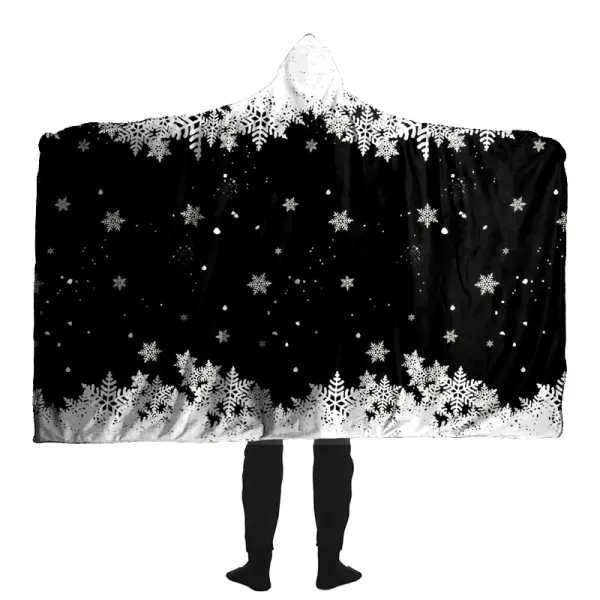 Snowflake Retro Printed Hooded Blanket For Christmas Home Outdoor - Cotosen.com 