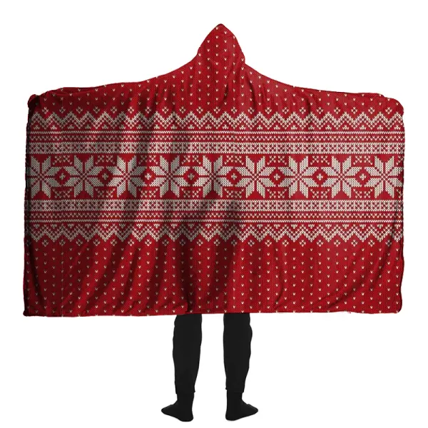 Snowflake Printed Hooded Blanket For Christmas Home Outdoor - Cotosen.com 