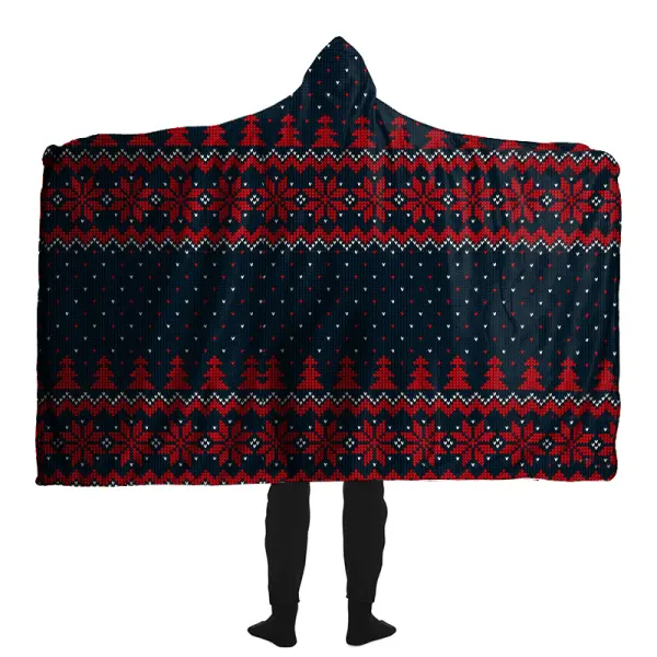 Snowflake Printed Hooded Blanket For Christmas Home Outdoor - Cotosen.com 