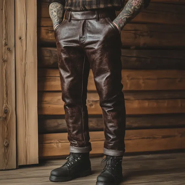 Men's Outdoor Motorcycle Riding British Style Leather Pants - Bustalent.com 