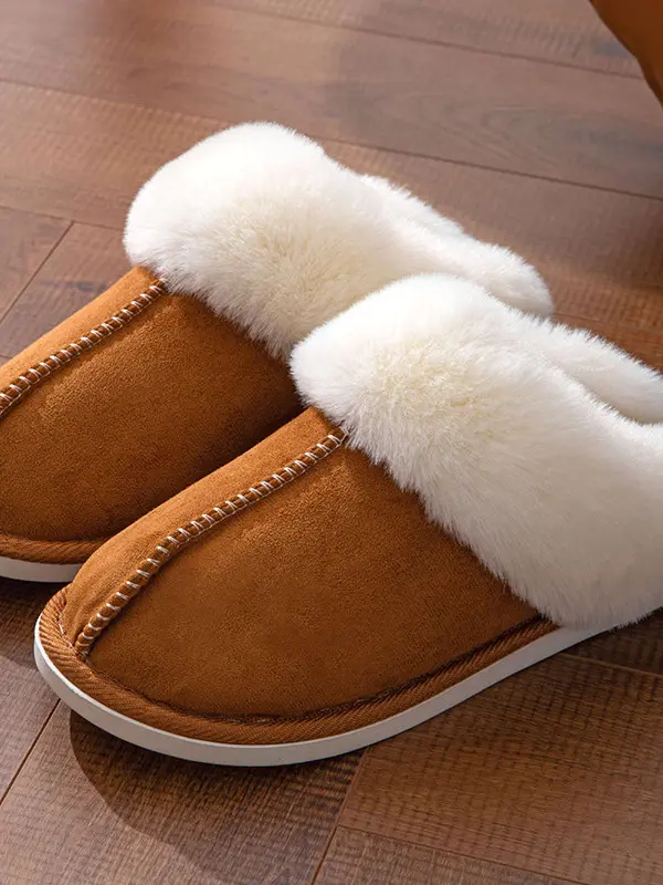 Women's Plush Warm Thick-soled Non-slip Thickened Cotton Slippers Loafers - Pragmaace.com 