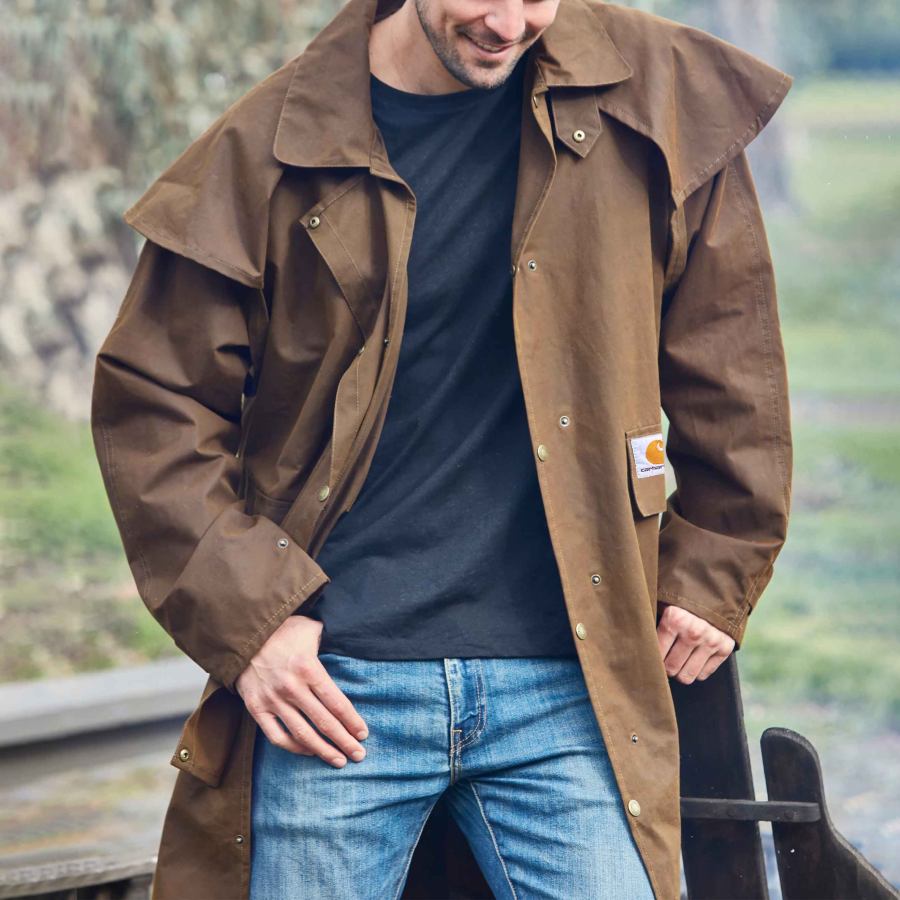 

Men's Vintage Cowboy Western Workwear Duster Coat