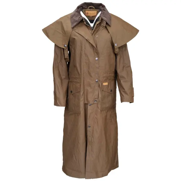 Men's Vintage Multi-Pocket Reverse Collar Outdoor Jacket Duster Coat - Dozenlive.com 