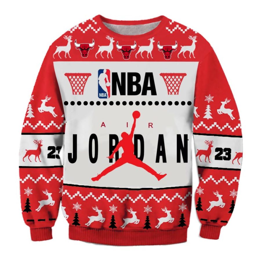 

Unisex Vintage Basketball Print Crew Neck Ugly Christmas Sweatshirt