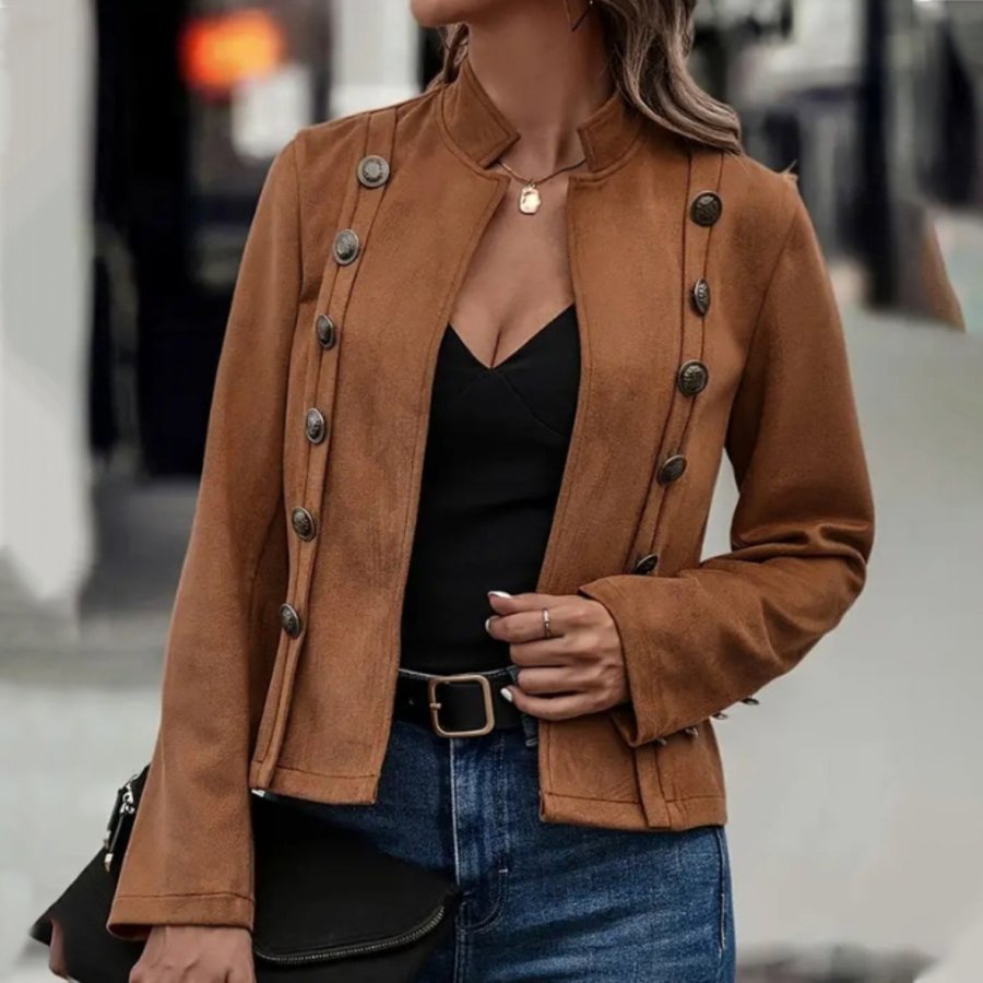

Women's Vintage Suede Double Breasted Short Jacket
