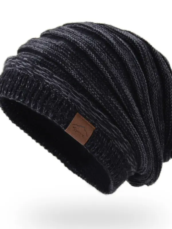Leather Label Knitted Hat Warm Hat For Men And Women - Pragmaace.com 