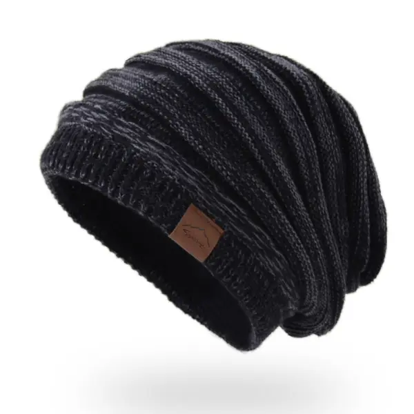 Leather Label Knitted Hat Warm Hat For Men And Women - Spiretime.com 
