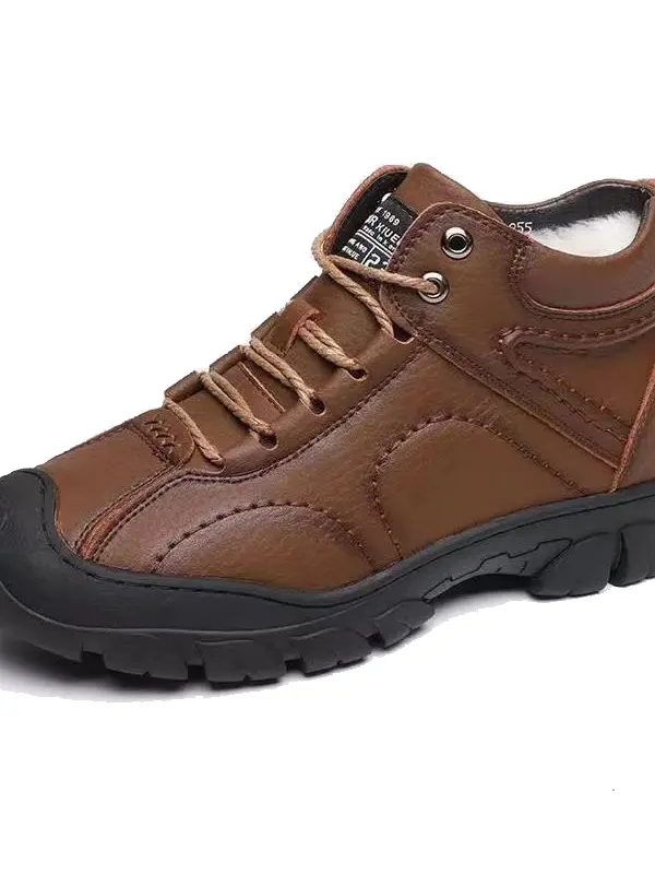 Men's Thickened Velvet Casual High-top Outdoor Lace-up Boots - Simplyion.com 