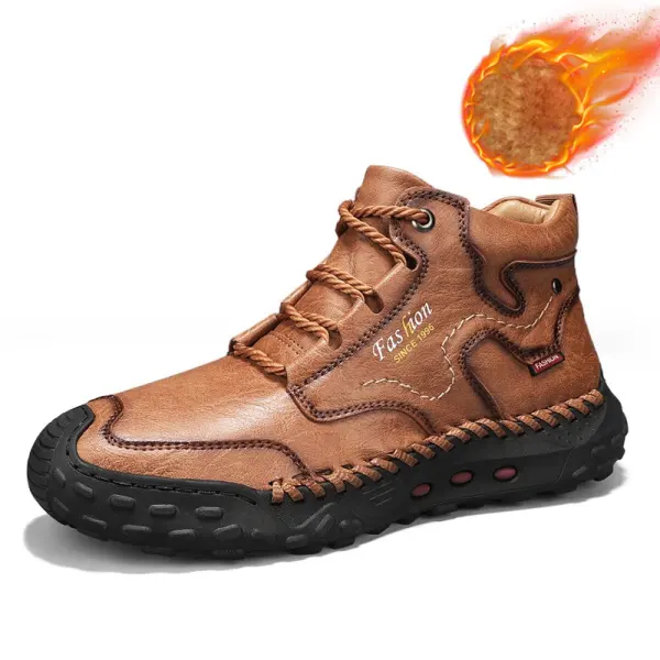 Men's Warm Fleece Anti-slip Lace Up Boots Short Boots Only $59.99 - Cotosen.com 