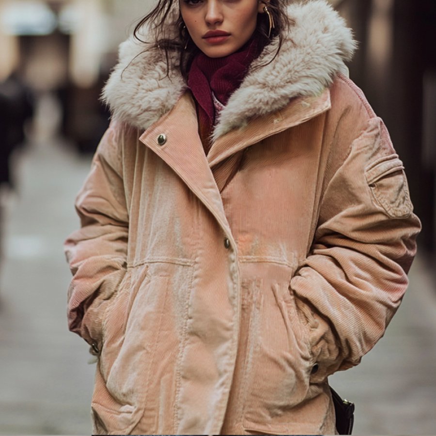 

Women's Outdoor Vintage Multi Pocket Corduroy Jacket