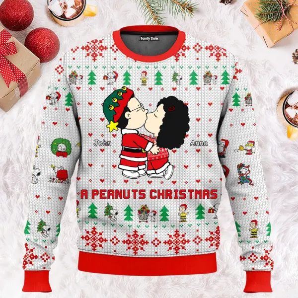 A Peanuts Christmas Gift For Couples Personalized Ugly Sweater - Wayrates.com 
