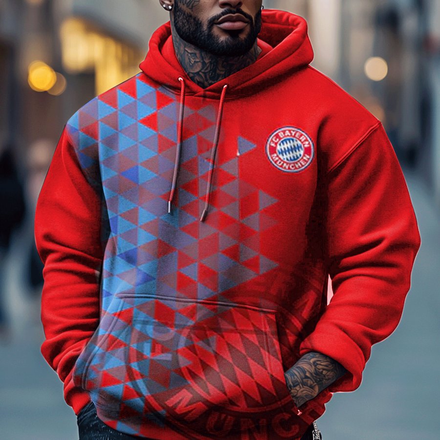 

Football Match Blue Diamond Shape Print Hoodie