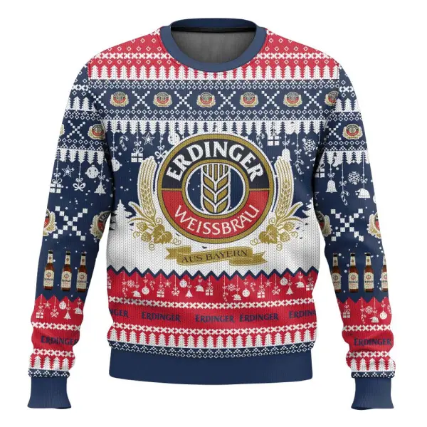Unisex Vintage German Drinking Print Crew Neck Ugly Christmas Sweatshirt - Wayrates.com 