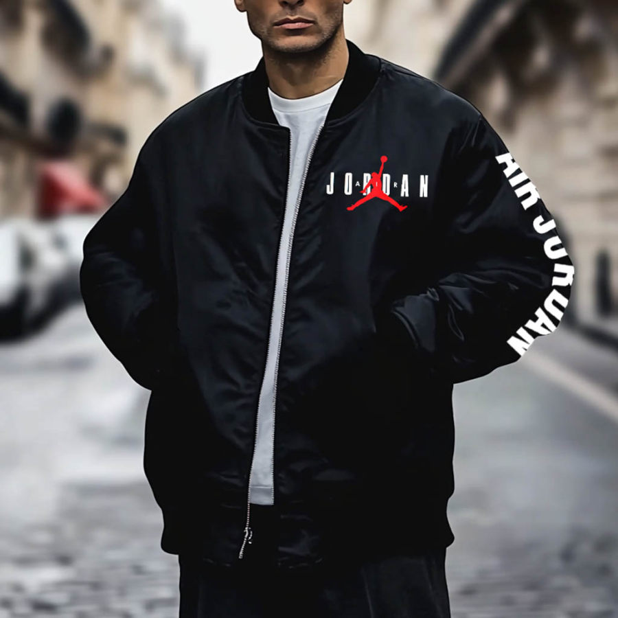 

Men's Vintage Basketball Print Jacket