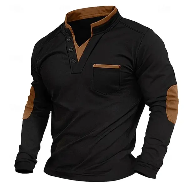 Men's Outdoor Yellowstone Vintage Spliced Long Sleeved T-shirt - Elementnice.com 