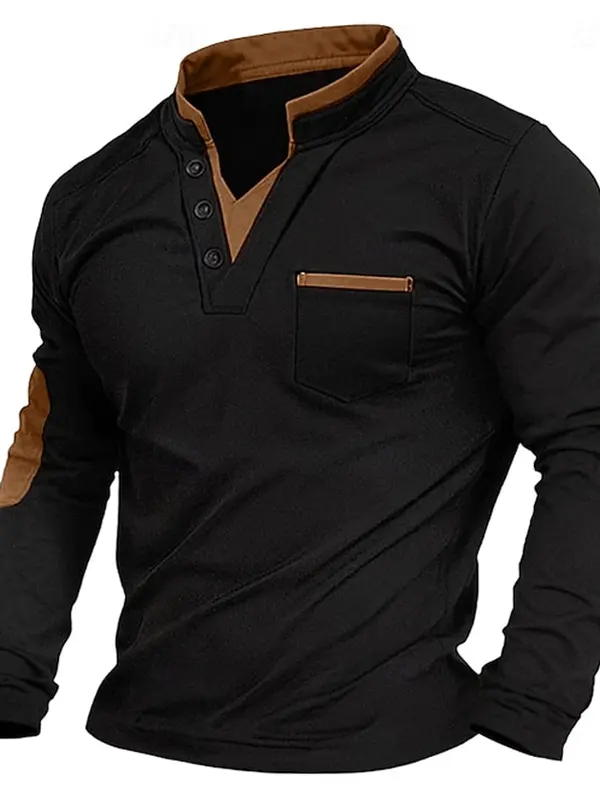 Men's Outdoor Yellowstone Vintage Spliced Long Sleeved T-shirt - Menbarn.com 