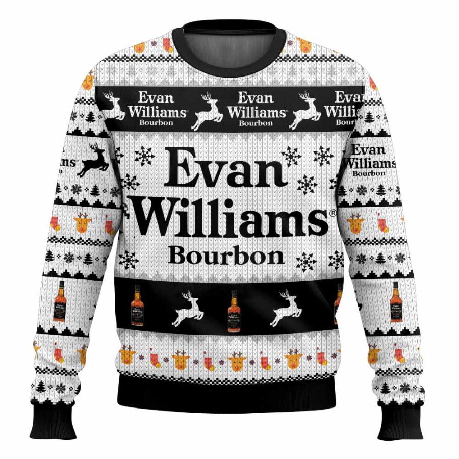 

Unisex Vintage American Bourbon Whiskey Drinking Print Crew Neck Ugly Christmas Sweatshirt