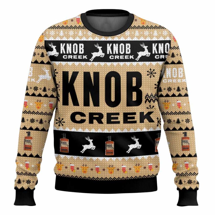 

Unisex Vintage Bourbon Whiskey Drinking Print Crew Neck Ugly Christmas Sweatshirt