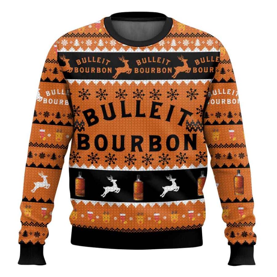 

Unisex Vintage Bourbon Whiskey Drinking Print Crew Neck Ugly Christmas Sweatshirt