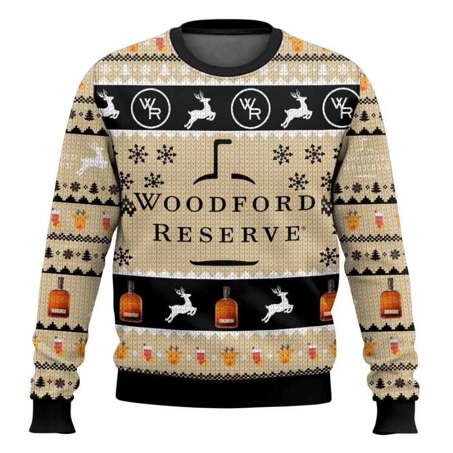 

Unisex Vintage Whiskey Drinking Print Crew Neck Ugly Christmas Sweatshirt