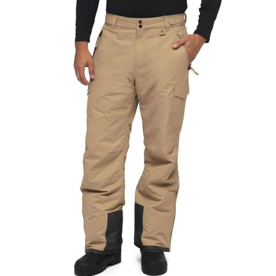 

Men's Outdoor Vintage Snow Sports Multi Pocket Functional Zipper Khaki Work Pants