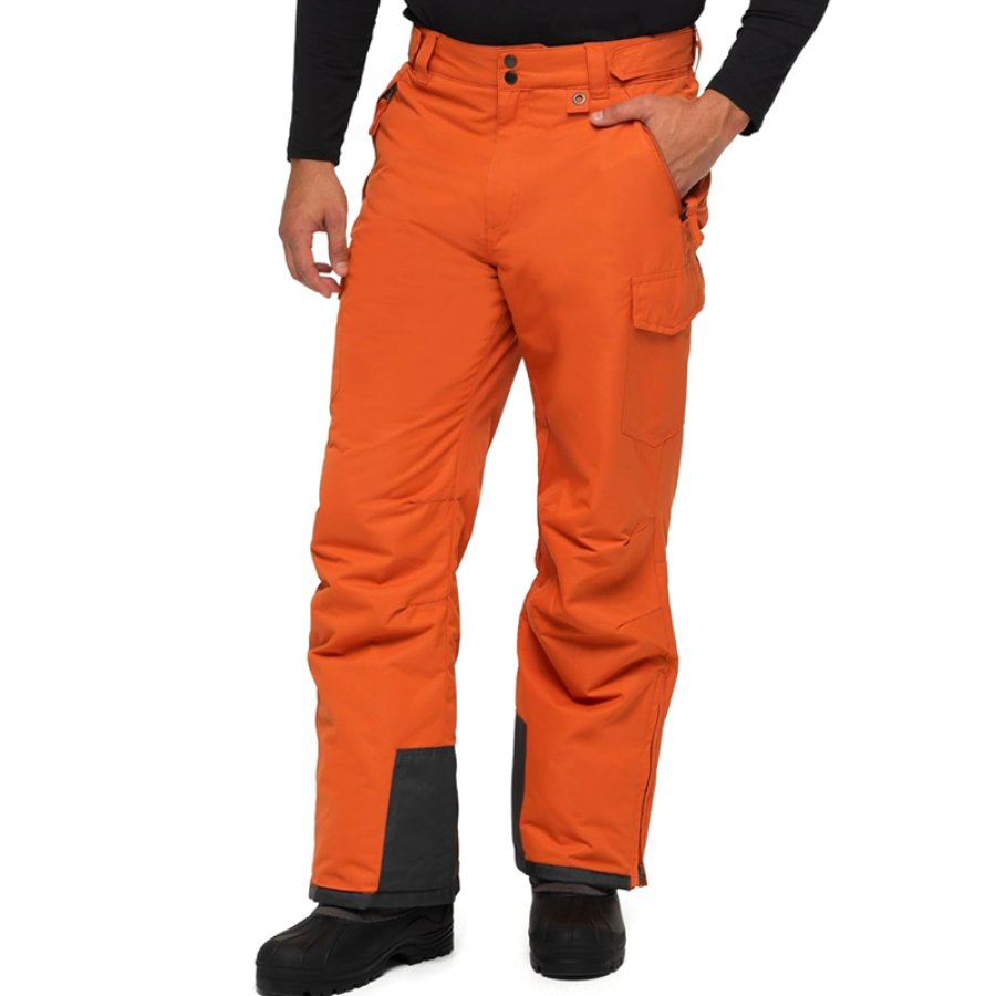 

Men's Outdoor Vintage Snow Sports Multi Pocket Functional Zipper Orange Work Pants