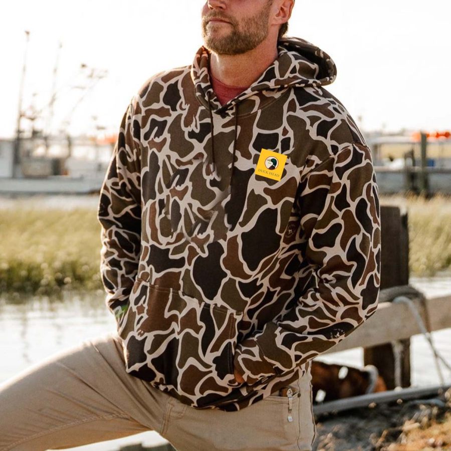 

Men's Vintage Duck Head Camouflage Pockets Hoodie