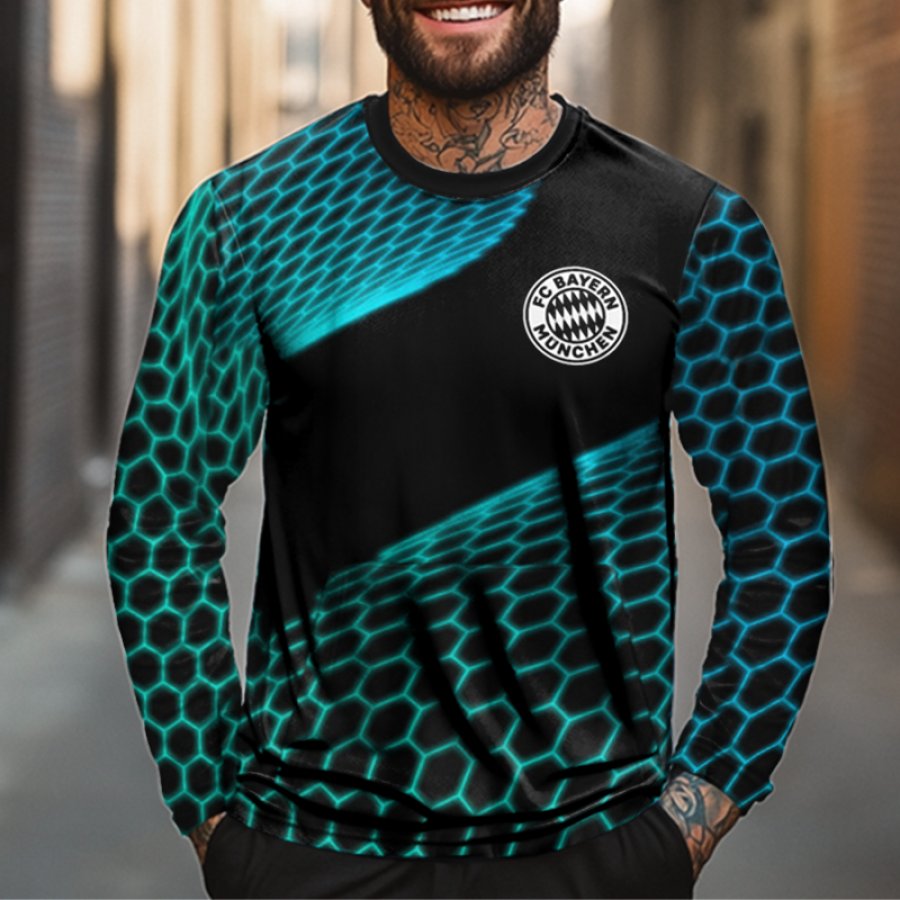 

Men's Football Competition Printed Sportswear Long Sleeved Fluorescence T-shirt