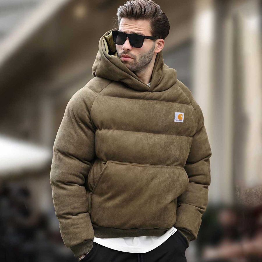 

Men's Vintage Suede Down Pocket Hoodie