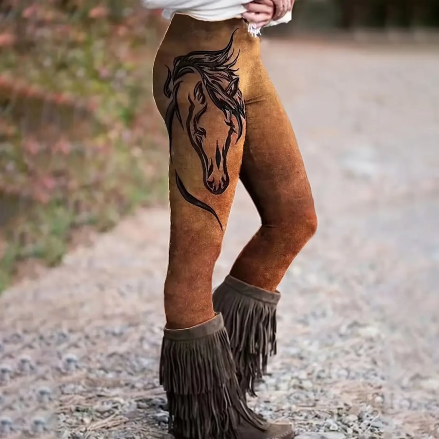 

Horse Print Skinny Leggings Casual Elastic Waist Stretchy Leggings Women's Clothing