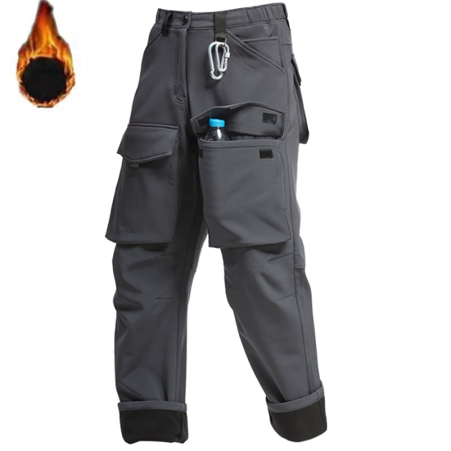 

Men Multi-Pockets Windproof Cargo Fleece Outdoor Pants