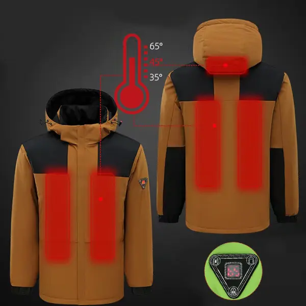 Men Waterproof Outdoor USB Windbreaker Milwaukee Heated Hooded Jacket - Wayrates.com 