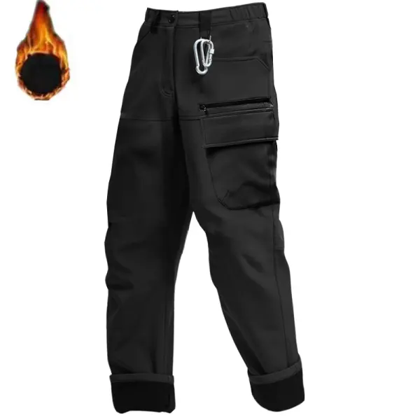 Men Zipper Pockets Windproof Cargo Fleece Pants - Wayrates.com 