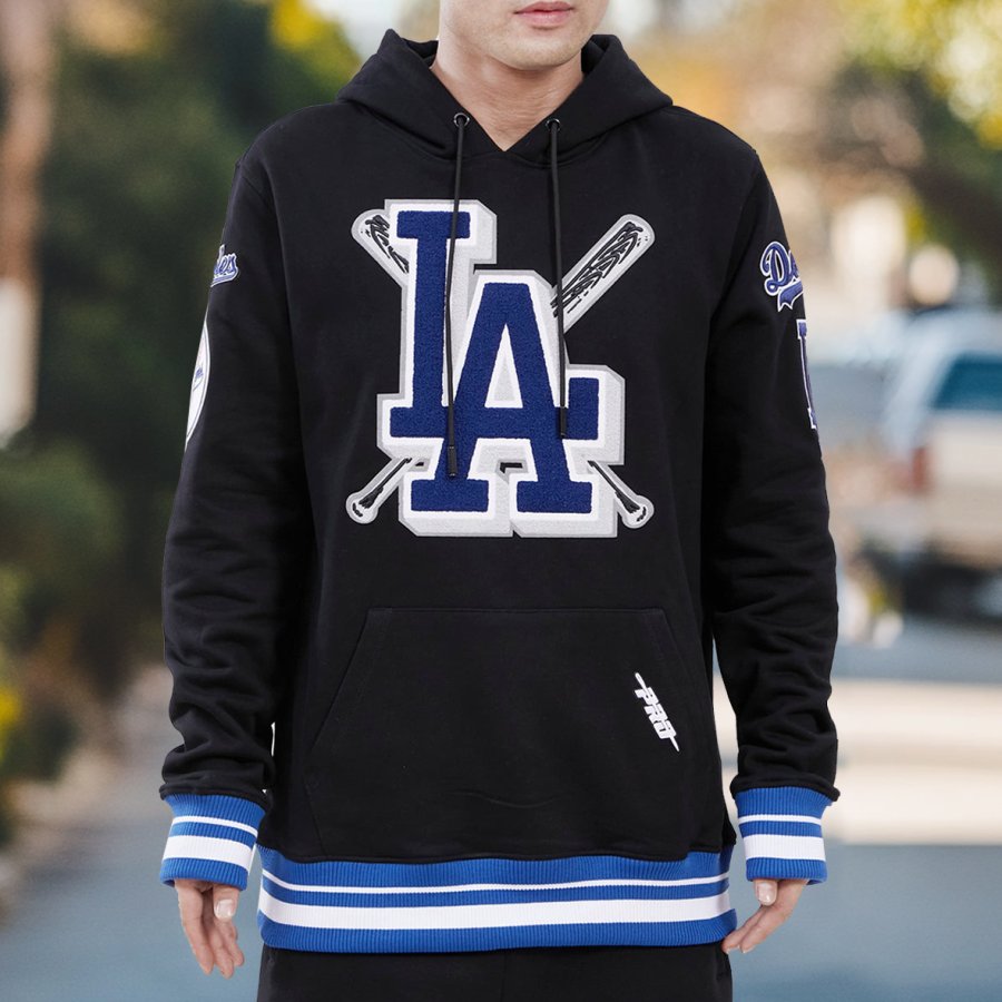 

Men's Baseball Racing LA Dodgers Print Black Oversized Hoodie