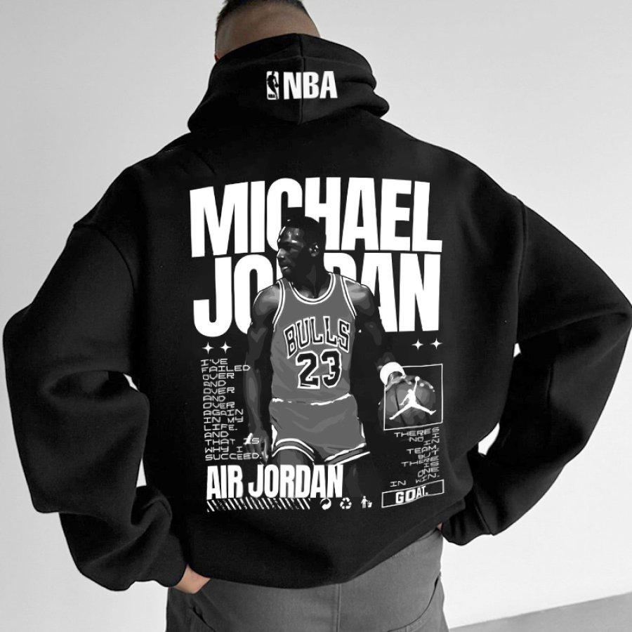 

Men's Basketball Casual Print Black Hoodie