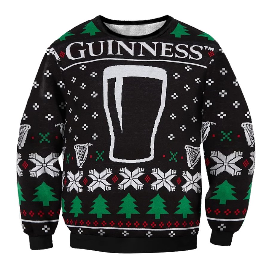 

Men's Germany Party Black Beer Ugly Christmas 3D Print Round Neck Sweatshirt