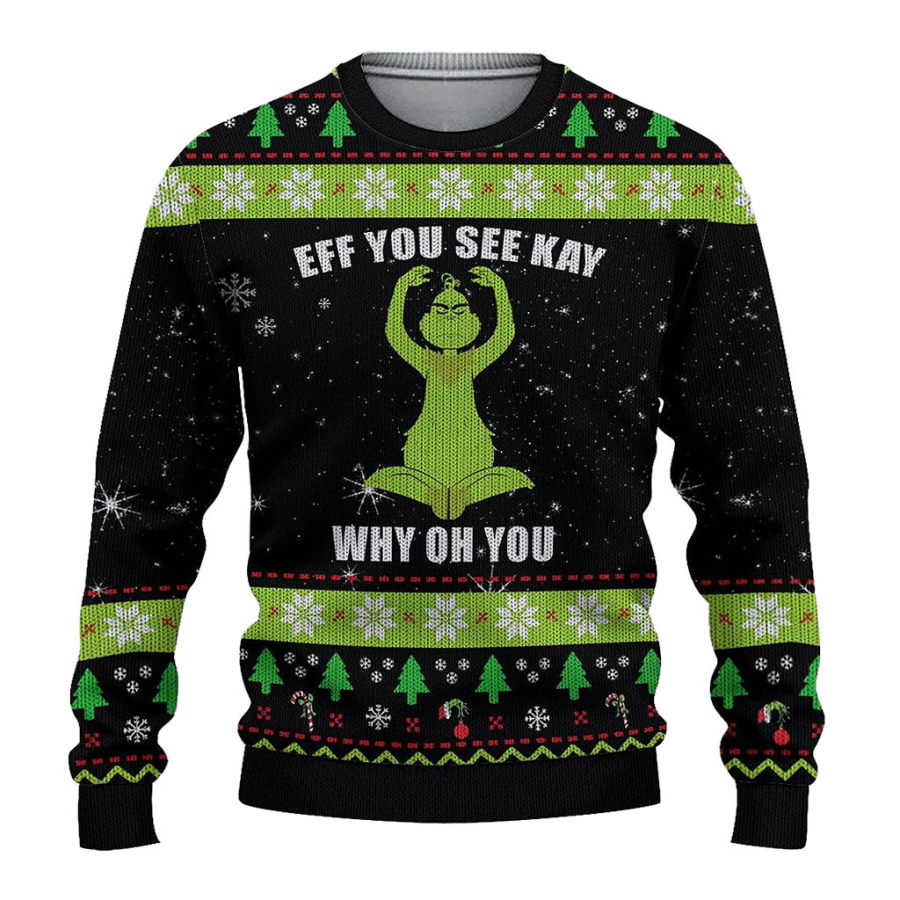 

Men's Vintage The Grinch Eff You See Kay Why Oh You Print Crew Neck Ugly Christmas Sweatshirt